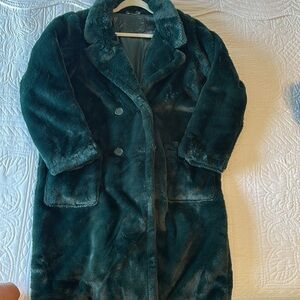 Oversized Emerald Dark Green Faux Fur Coat